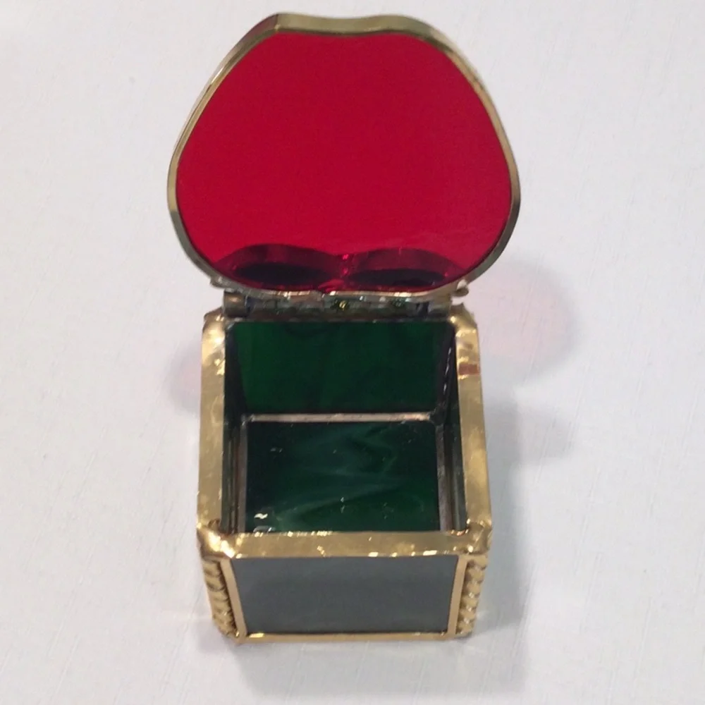 Apple Glass Hinged Trinket Box​